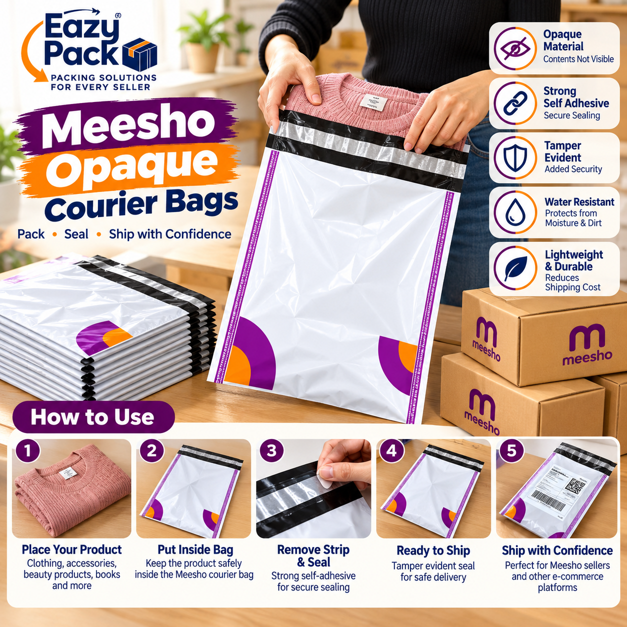 fc2af764-887b-4117-88e2-21b0f8ecd252 Meesho Opaque Courier Bags – Pack of 50